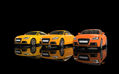 Cool yellow\orange cars on black back background