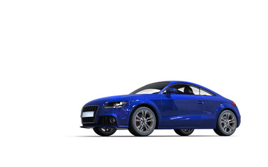 Fototapeta na wymiar Modern dark blue car on white background