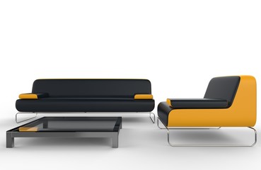 Black and yellow furniture