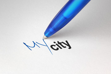 My city, written on white paper