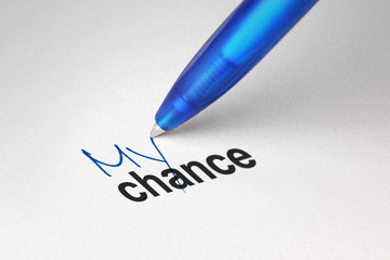 My chance, written on white paper