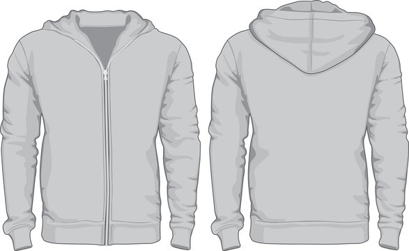 Men's hoodie shirts template. Front and back views