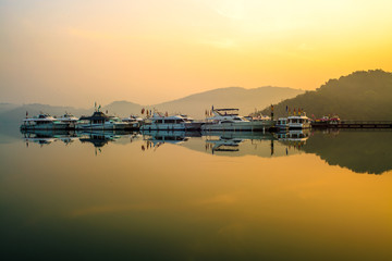 view of the famous Sun Moon Lake in Taiwan