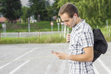 Man listening to music outdoor