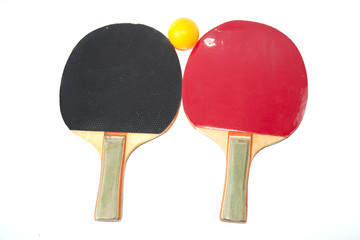 Table tennis racket with ball