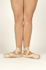 Ballet shoes on a white isolated background.