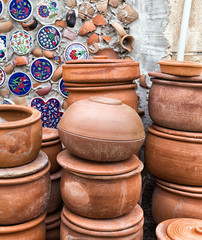 Fototapeta na wymiar handmade old clay pottery ceramics