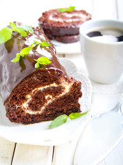 Chocolate roll with cream filling