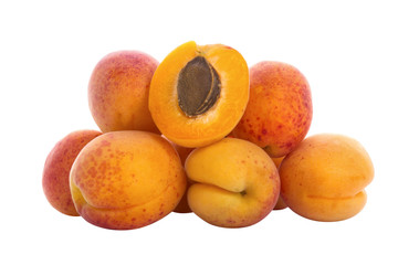 Apricots isolated on white background