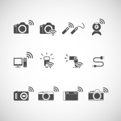 wireless camera icon set, vector eps10
