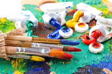 Paints and brushes