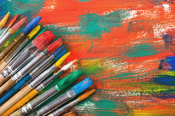 Fototapeta premium Paints and brushes