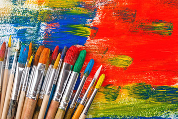 Fototapeta premium Paints and brushes