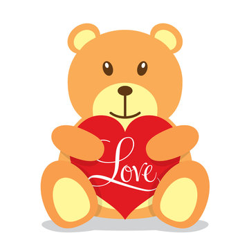 Little bear holding a big red heart