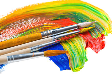 Fototapeta premium Paints and brushes