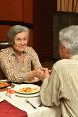 Senior couple having a dinner