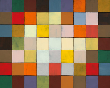 an abstract painted collage