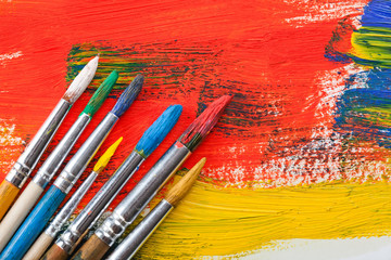 Fototapeta premium Paints and brushes
