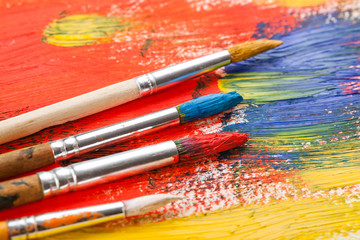 Fototapeta premium Paints and brushes