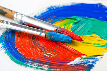 Obraz premium Paints and brushes