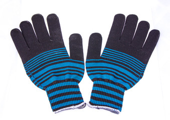 Knit Gloves on white background