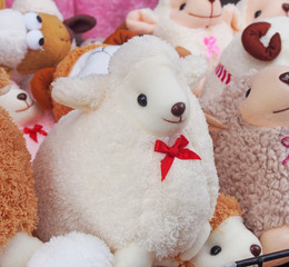 fluffy sheep doll in market