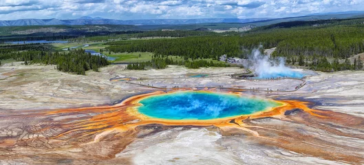 Crédence de cuisine en verre imprimé Amérique centrale Grand Prismatic Spring dans le parc national de Yellowstone