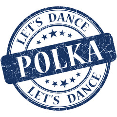 Polka blue vintage grungy isolated round stamp © Aquir