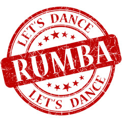 Rumba red vintage grungy isolated round stamp