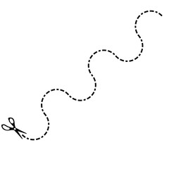 Scissors with markings for cutting. Raster