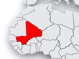 Obraz premium Map of worlds. Mali.