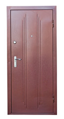 Fototapeta premium Steel brown doors isolated on white background