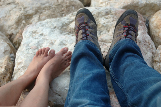 man and woman feet
