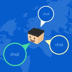 block isometric cartoon chat