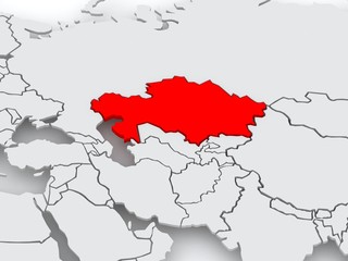 Obraz premium Map of worlds. Kazakhstan.