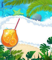Cocktail on tropical background