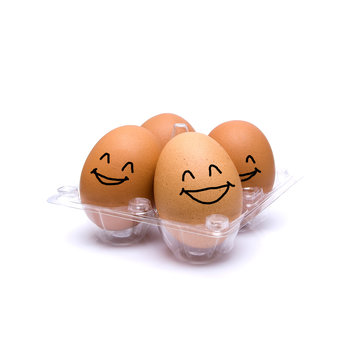 Happy pack of four brown eggs