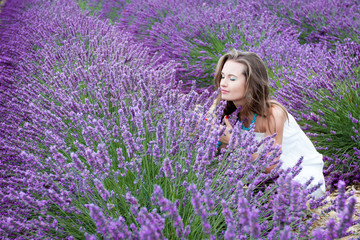 Beautiful girl in a lavender
