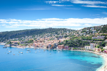 Panoramic view of the bay of Villefranche-sur-Mer, France