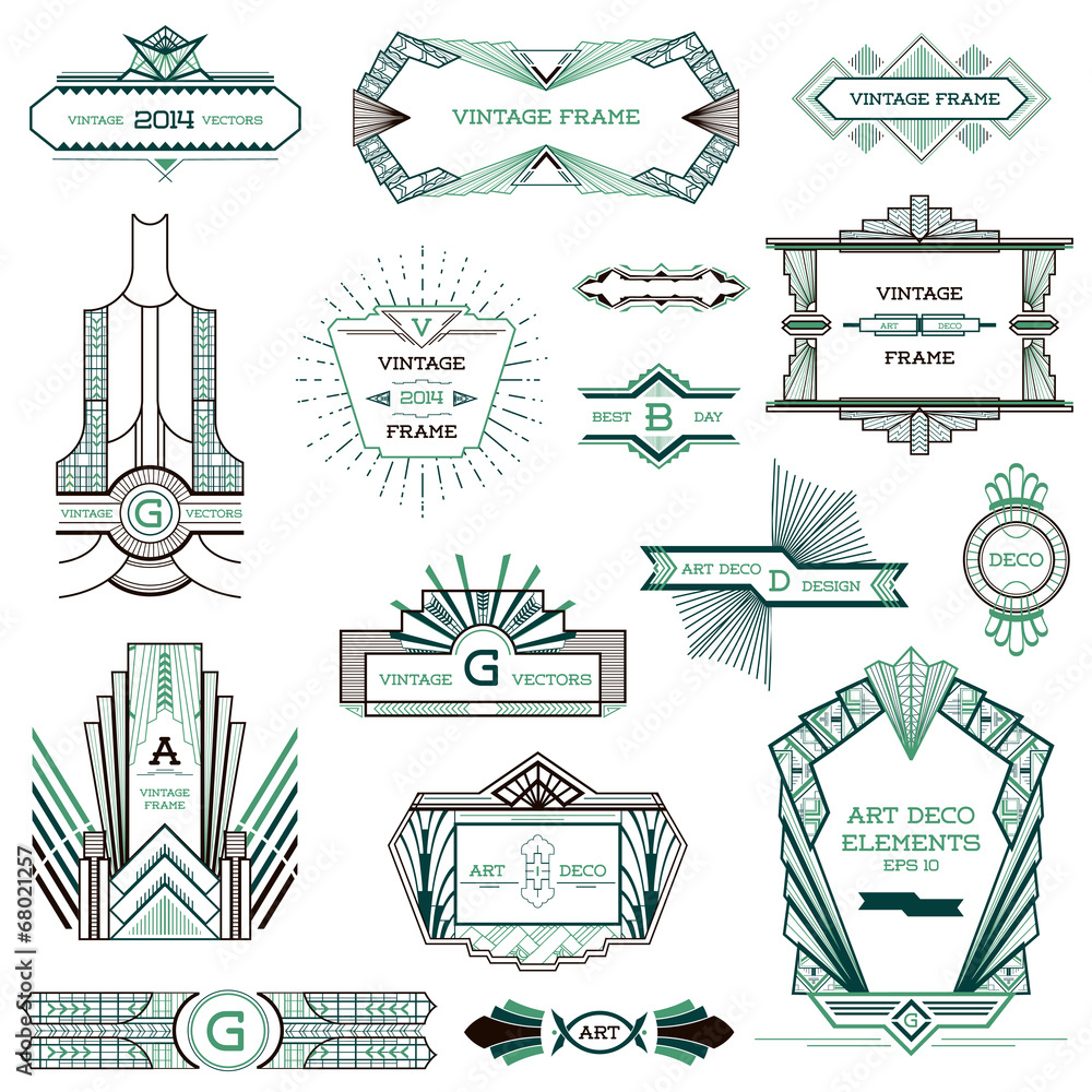 Wall mural Art Deco Vintage Frames and Design Elements - in vector - Wall murals