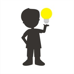 Silueta de un niño con una luz. Ilustración vectorial