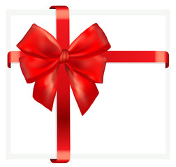 Red gift bow with ribbon. Vector.