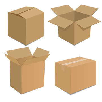 Collection recycle brown box packaging. vector illustration