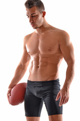 Retrato de un musculoso jugador de rugby. jugador de rugbi.