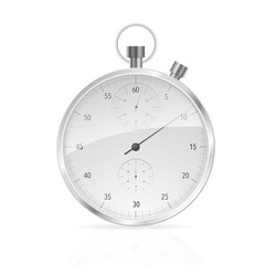 Realistic Classic Stopwatch Isolated on White.