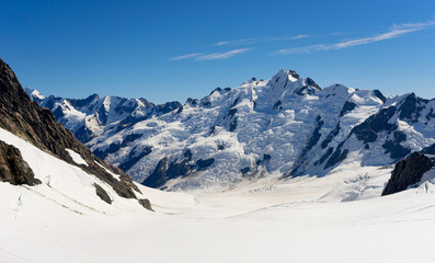 Fototapeta na wymiar Snowy mountain peak