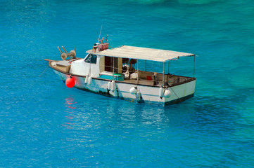 Greek fishing boat at Cyclades islands