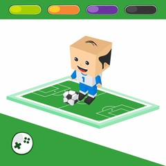 Fototapeta premium soccer block isometric cartoon character