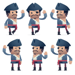 set of pirate character in different poses