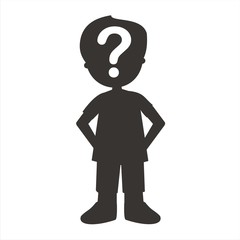 Silueta de un niño con un signo de interrogación. Ilustración vectorial